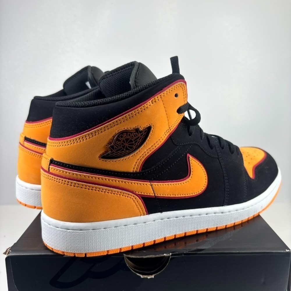Nike Air Jordan 1 Mid SE Fat Tongue Men's US 13 Black/Vivid Orange FJ4923-008 - Picture 12 of 16